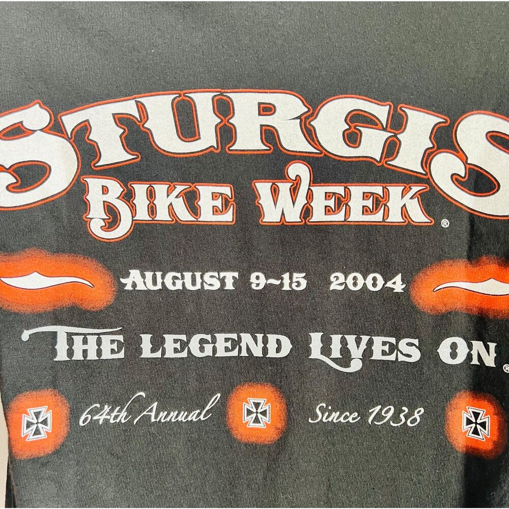 Sturgis South Dakota Bike Week 2004 Black Orange T-Shirt Cotton Men's size S - Picture 8 of 9